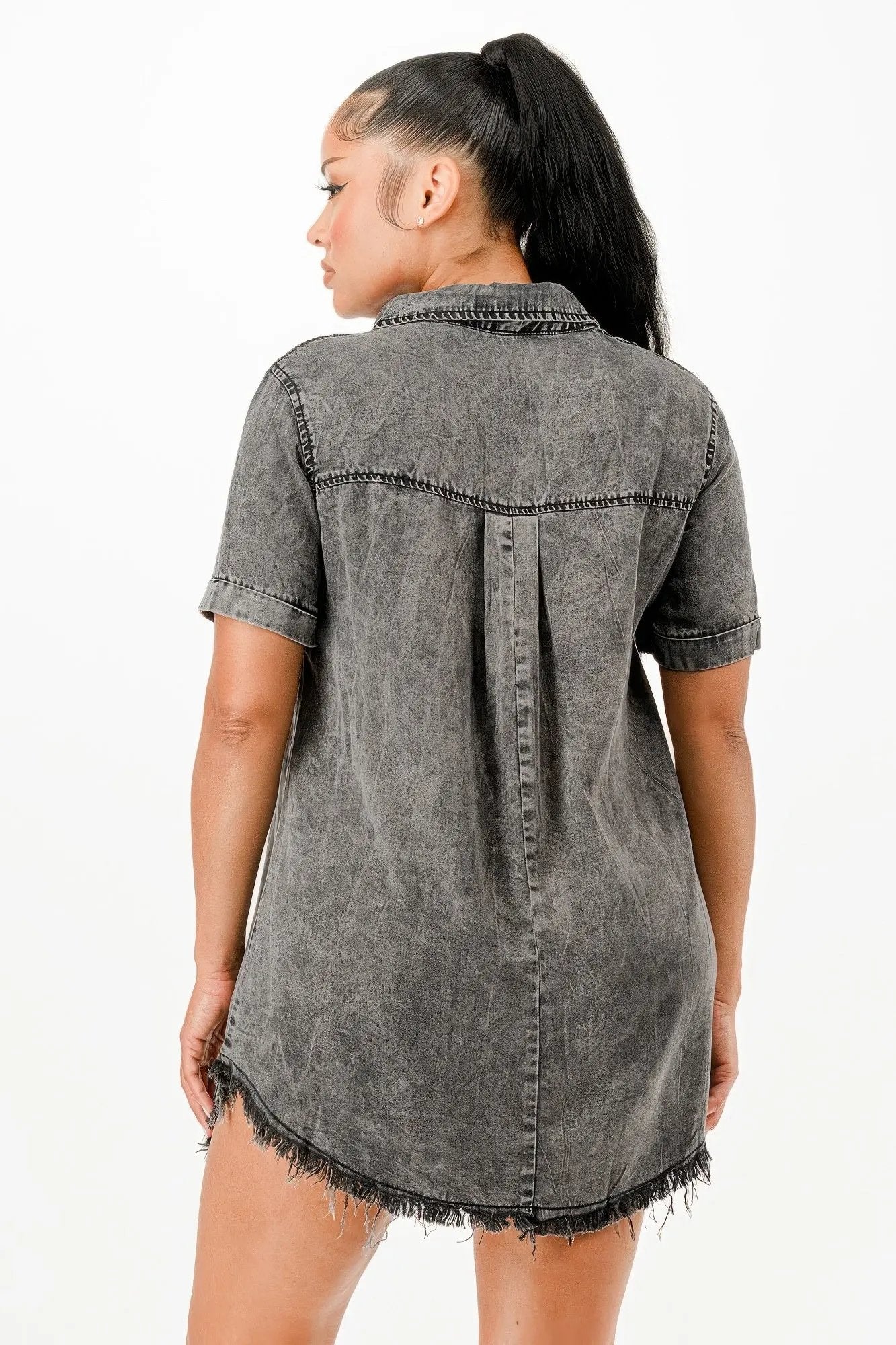 Washed Denim Dress - DressAffection