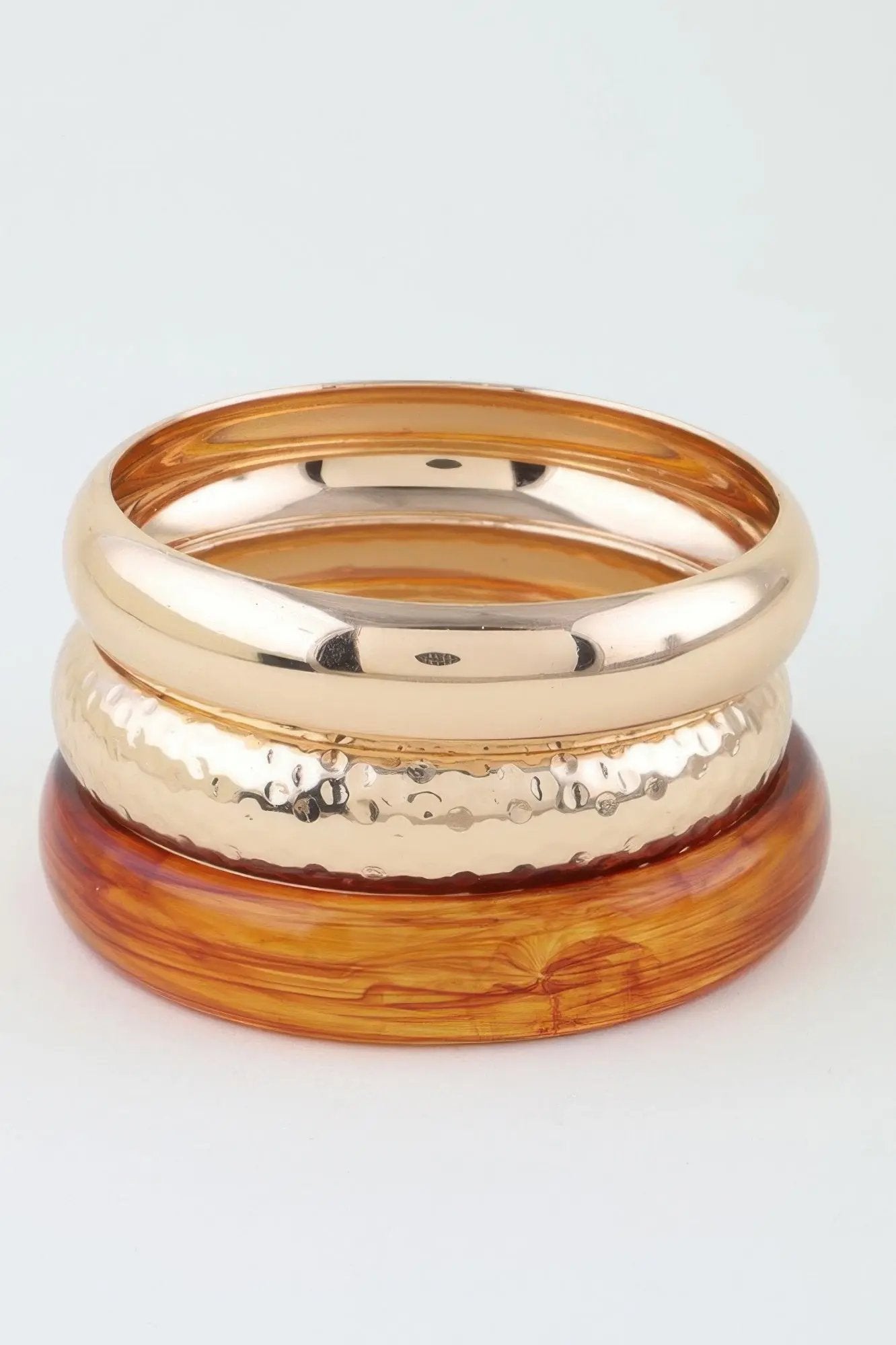 Wide Hammered Stone Bangle Bracelet - DressAffection