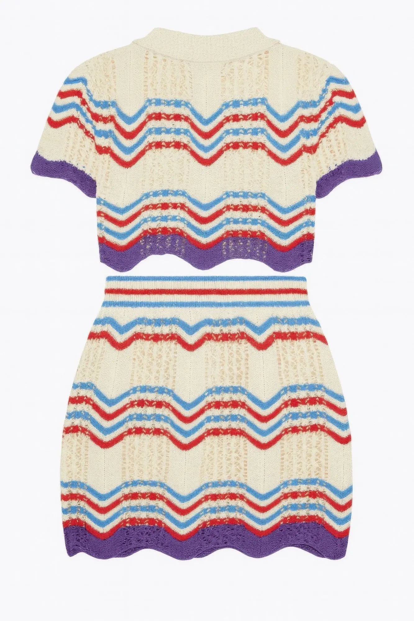 Zig Zag Crochet Two Piece Set - DressAffection