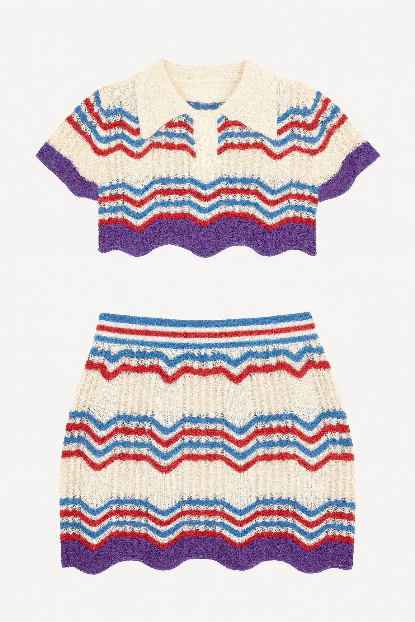 Zig Zag Crochet Two Piece Set - DressAffection