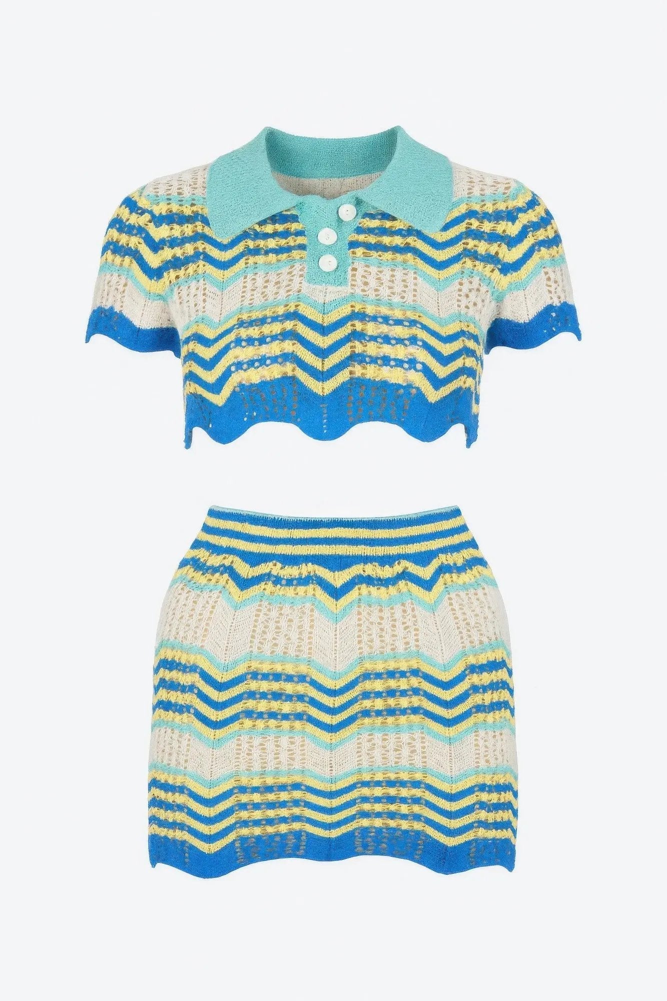 Zig Zag Crochet Two Piece Set - DressAffection